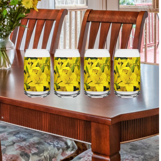 Vaso Con Forma De Lata Amarillo Asiático Lily Blooms Floral (In Situ)