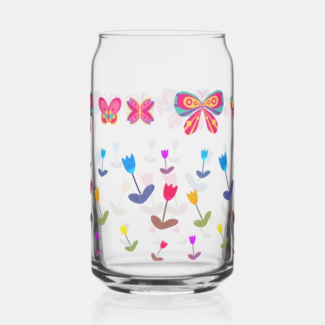 Vaso Con Forma De Lata ambiente de los 70 flores (Izquierda)