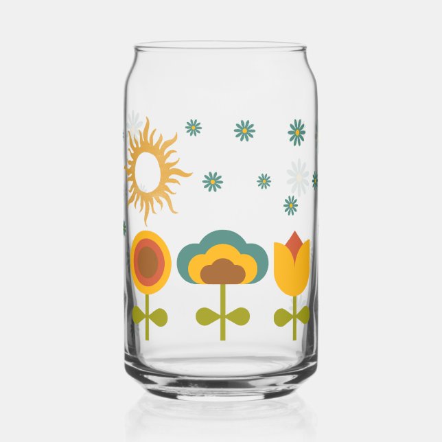 Vaso Con Forma De Lata ambiente de los 70 flores (Izquierda)