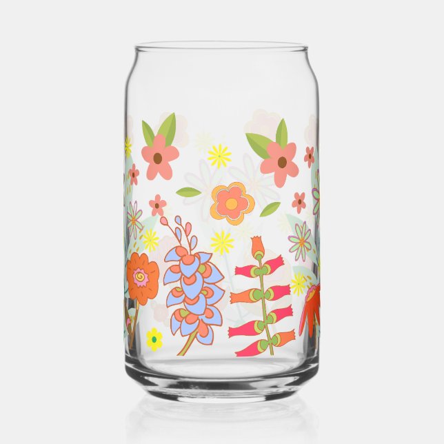 Vaso Con Forma De Lata ambiente de los 70 flores (Izquierda)