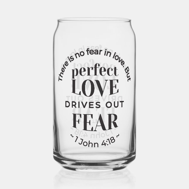 Vaso Con Forma De Lata Amor Eterno - 1 Juan 4:18 Escritura Cita Arte (Anverso)