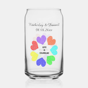 Vaso Con Forma De Lata Amor interracial Corazón de arcoiris Boda personal