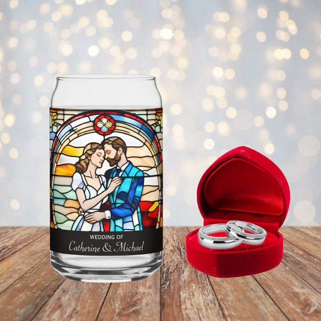 Vaso Con Forma De Lata Amor romántico estilo vidrio manchado Boda europeo (Subido por el creador)