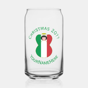 Vaso Con Forma De Lata Ángel de Navidad Personalizado con Bandera Italian