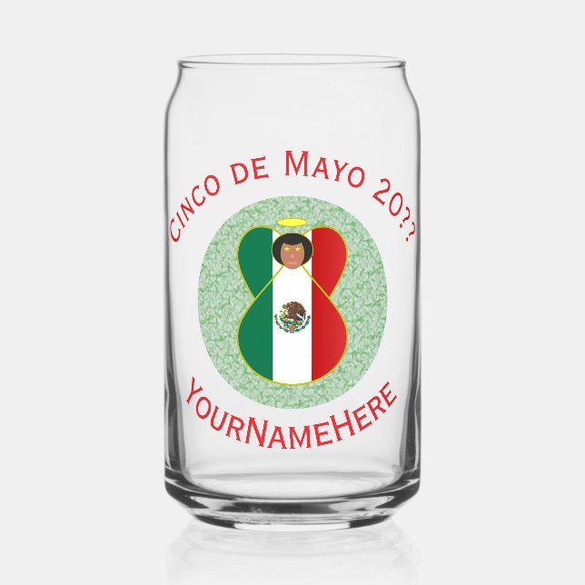 Vaso Con Forma De Lata Ángel Mexicano Cinco de Mayo Personalizado (Anverso)