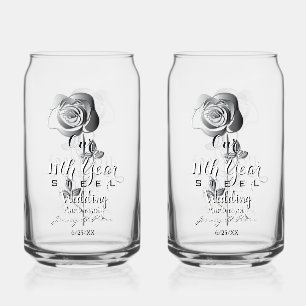 Vaso Con Forma De Lata Aniversario de Bodas de Acero Rosa Puede Vidrio 11