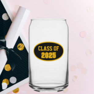 Vaso Con Forma De Lata Año de clase de Colores de la Escuela Negra y Oro