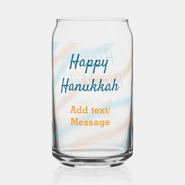 Vaso Con Forma De Lata Aqua naranja feliz Hanukkah agregar mensaje de tex (Anverso)