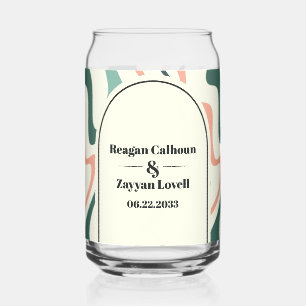 Vaso Con Forma De Lata Arco de remolino retro verde menta y rosa boda