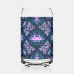 Vaso Con Forma De Lata Arte abstracto de patrón fractal 3D azul púrpura r