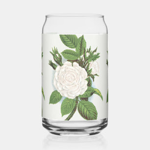 Vaso Con Forma De Lata Arte Botánico Cottagecore de Rosa Musgosa Blanca V