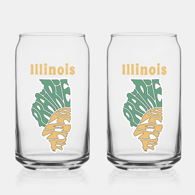 Vaso Con Forma De Lata Arte con palabras del apodo de Illinois (Izquierda)