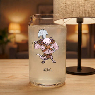 Vaso Con Forma De Lata Arte de Axolotl con Hacha de Batalla Barbárica Des