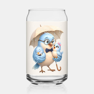 Vaso Con Forma De Lata Arte de la familia del pájaro padre en vaso