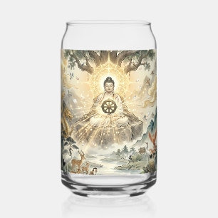 Vaso Con Forma De Lata Arte en vidrio de meditación de Gautam Buddh - Dha