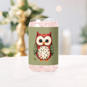 Vaso Con Forma De Lata Arte Folclórico Búho Parche Cottagecore