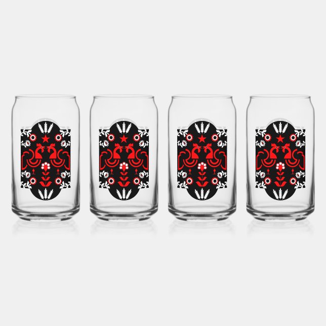 Vaso Con Forma De Lata Arte folclórico escandinavo de Cockerel (Anverso)