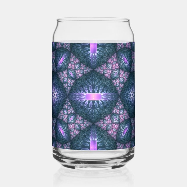 Vaso Con Forma De Lata Arte Fractal 3D Resumen Patrón Azul Púrpura Púrpur (Anverso)
