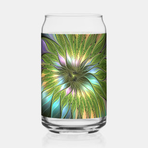 Vaso Con Forma De Lata Arte fractal de flores de fantasía coloridas lumin