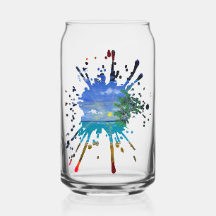 Vaso Con Forma De Lata Arte hecho a mano - Día y Noche 