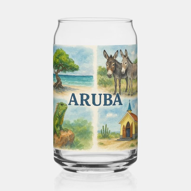 Vaso Con Forma De Lata Aruba multimirada acuarela (Reverso )