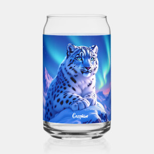 Vaso Con Forma De Lata Asombroso leopardo de la nieve en el rock de monta