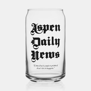 Vaso Con Forma De Lata Aspen Daily News 16 oz. Vidrio de lata impreso