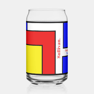 Vaso Con Forma De Lata Audaz Arte Geométrico Retro Inspirado En Mondrias