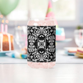 Vaso Con Forma De Lata Audaz Diseño Botánico Negro: Naturaleza llamativa