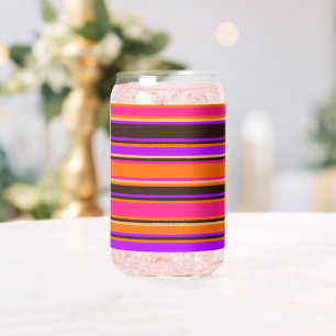 Vaso Con Forma De Lata Audaz Naranja, magenta y vidrio rayado púrpura pue