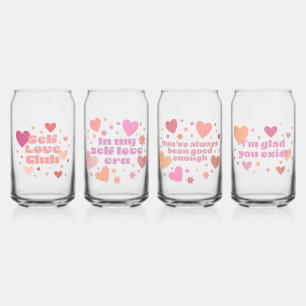 Vaso Con Forma De Lata Autoamor Cans de vidrio Set de 4