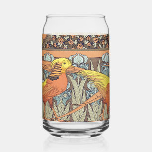 Vaso Con Forma De Lata Aves, pantalones dorados e inspiración Art Nouveau