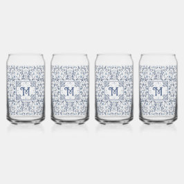 Vaso Con Forma De Lata Azul Denim Patrón Gráfico Elegante Personalizado