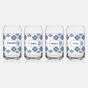 Vaso Con Forma De Lata Azulejo Azul Índigo Azul Portugués Lisboa Citas