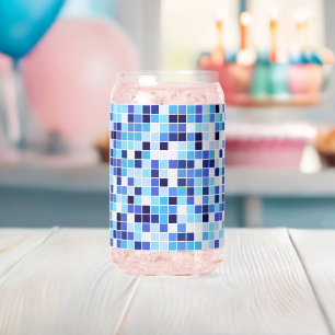 Vaso Con Forma De Lata Azulejos de Piscina, Baldosas Azules Mosaico, Patr