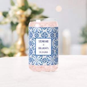 Vaso Con Forma De Lata Azulejos portugueses boda Mediterráneo azul