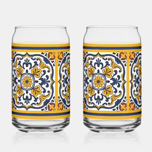 Vaso Con Forma De Lata Azulejos Talavera Daisy