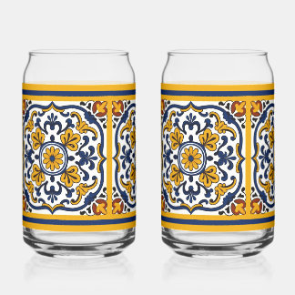 Vaso Con Forma De Lata Azulejos Talavera Daisy