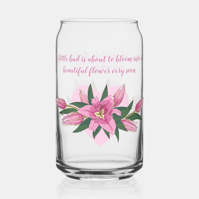Vaso Con Forma De Lata Baby Shower Pink Blooming Lilies (Anverso)