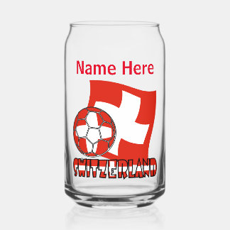 Vaso Con Forma De Lata Balón de fútbol con bandera suiza personalizable r