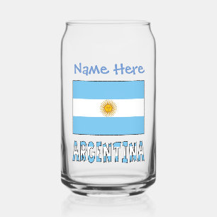 Vaso Con Forma De Lata Bandera Argentina Personalización Azul