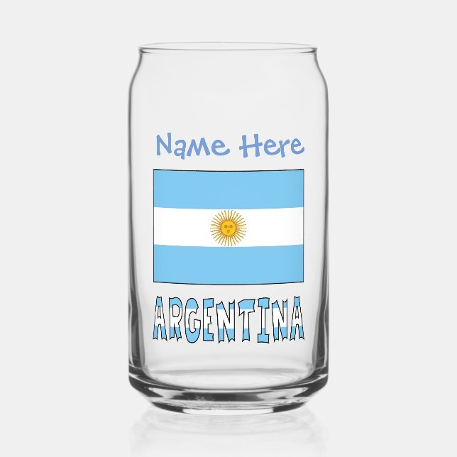 Vaso Con Forma De Lata Bandera Argentina personalización azul (Anverso)