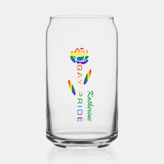 Vaso Con Forma De Lata Bandera de Arcoíris Rosa Orgullo Gay Nombre Person