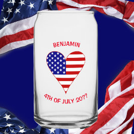Vaso Con Forma De Lata Bandera de EE. UU. Corazón Divertido Personalizado