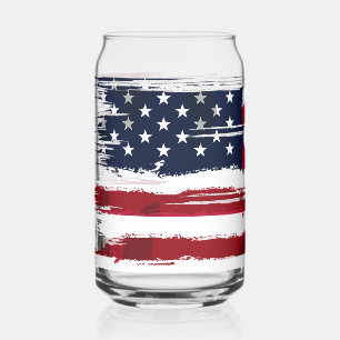 Vaso Con Forma De Lata Bandera de EE. UU. Patriótico Americano Rojo Blanc