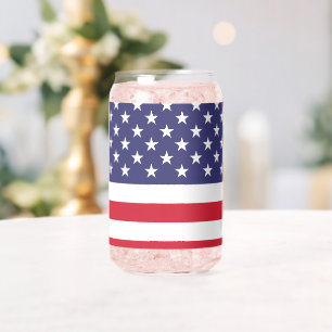 Vaso Con Forma De Lata Bandera de EE. UU. Patriótico Americano Rojo Blanc