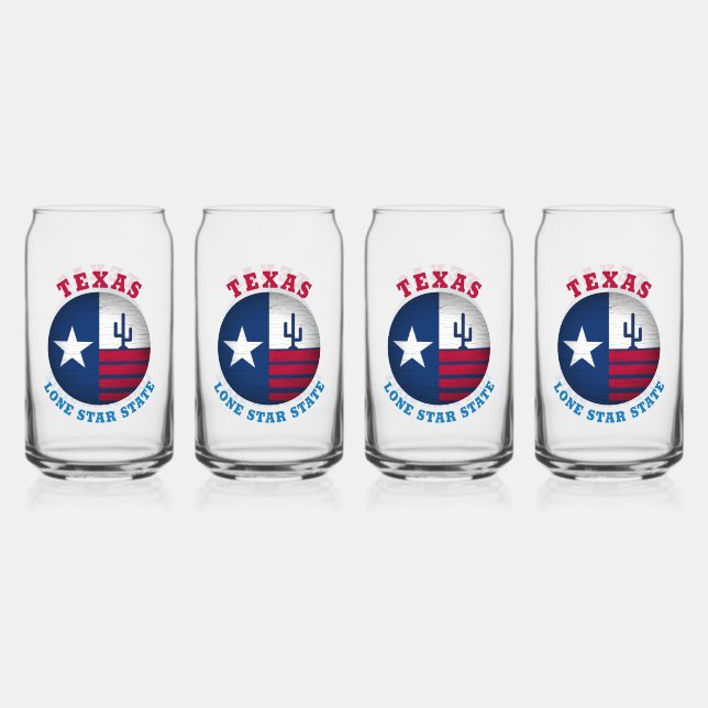 VASO CON FORMA DE LATA BANDERA ESTATAL TEXAS LONE STAR (Anverso)