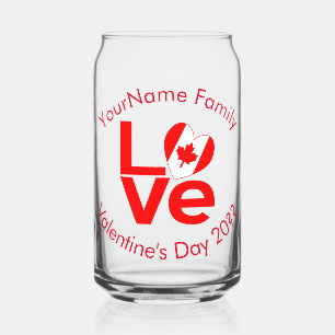 Vaso Con Forma De Lata Bandera Roja Corazón de AMOR de Canadá Personaliza