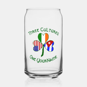 Vaso Con Forma De Lata Banderas Irlandesas Cubanas de América Trébol Pers