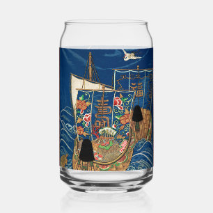Vaso Con Forma De Lata Barco del Tesoro Afortunado Japonés Antiguo G.A. A